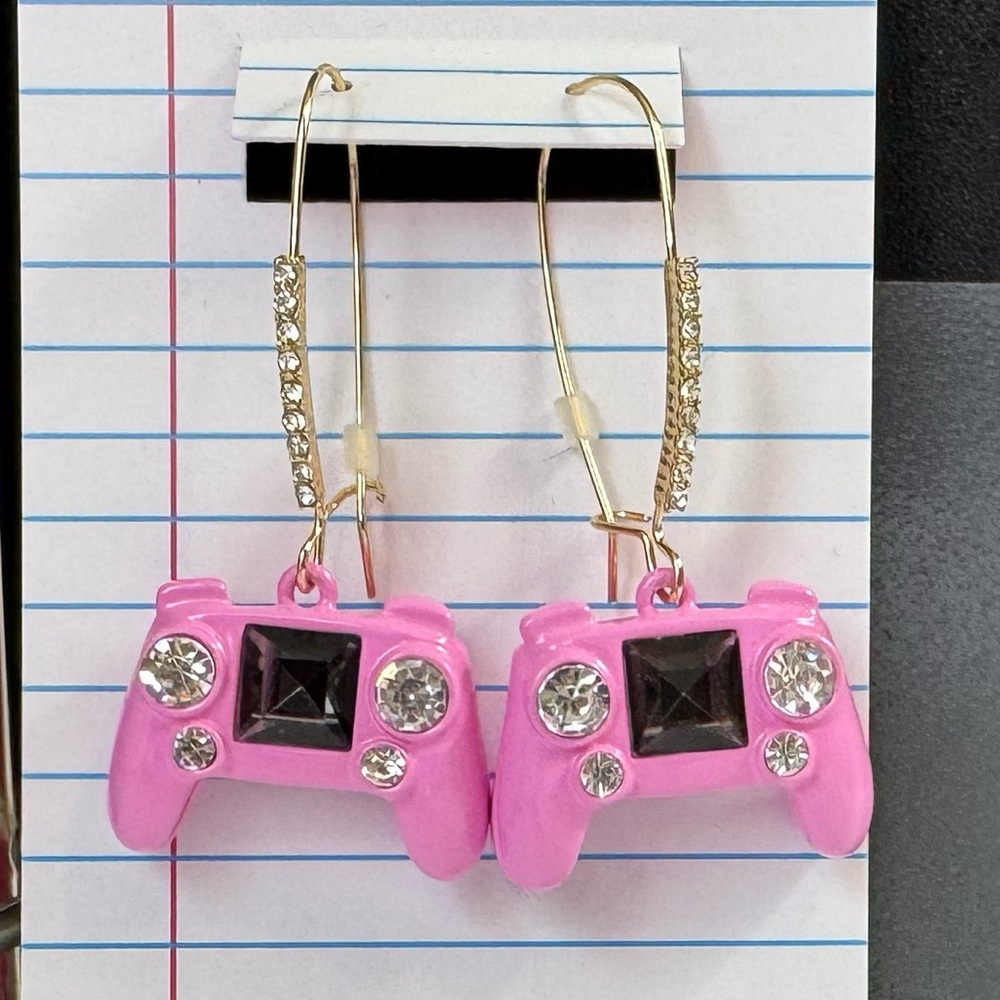Betsey Johnson Pink Controller Earrings - Picture 2 of 2
